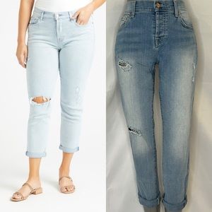 7 For All Mankind Josefina Skinny Boyfriend Distressed Light Jeans 25"